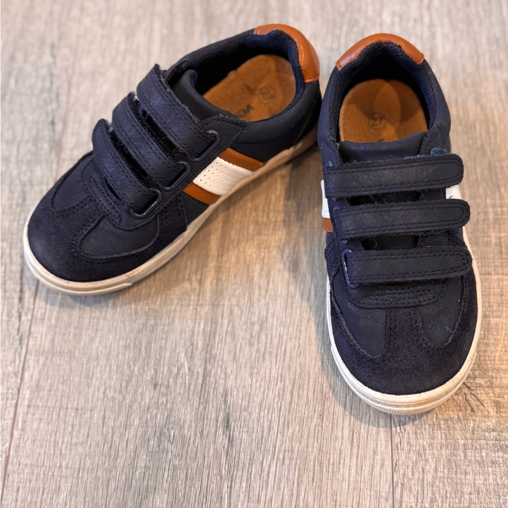 VERTBAUDET Kids Navy and Brown Velcro Sneakers - Size EU27